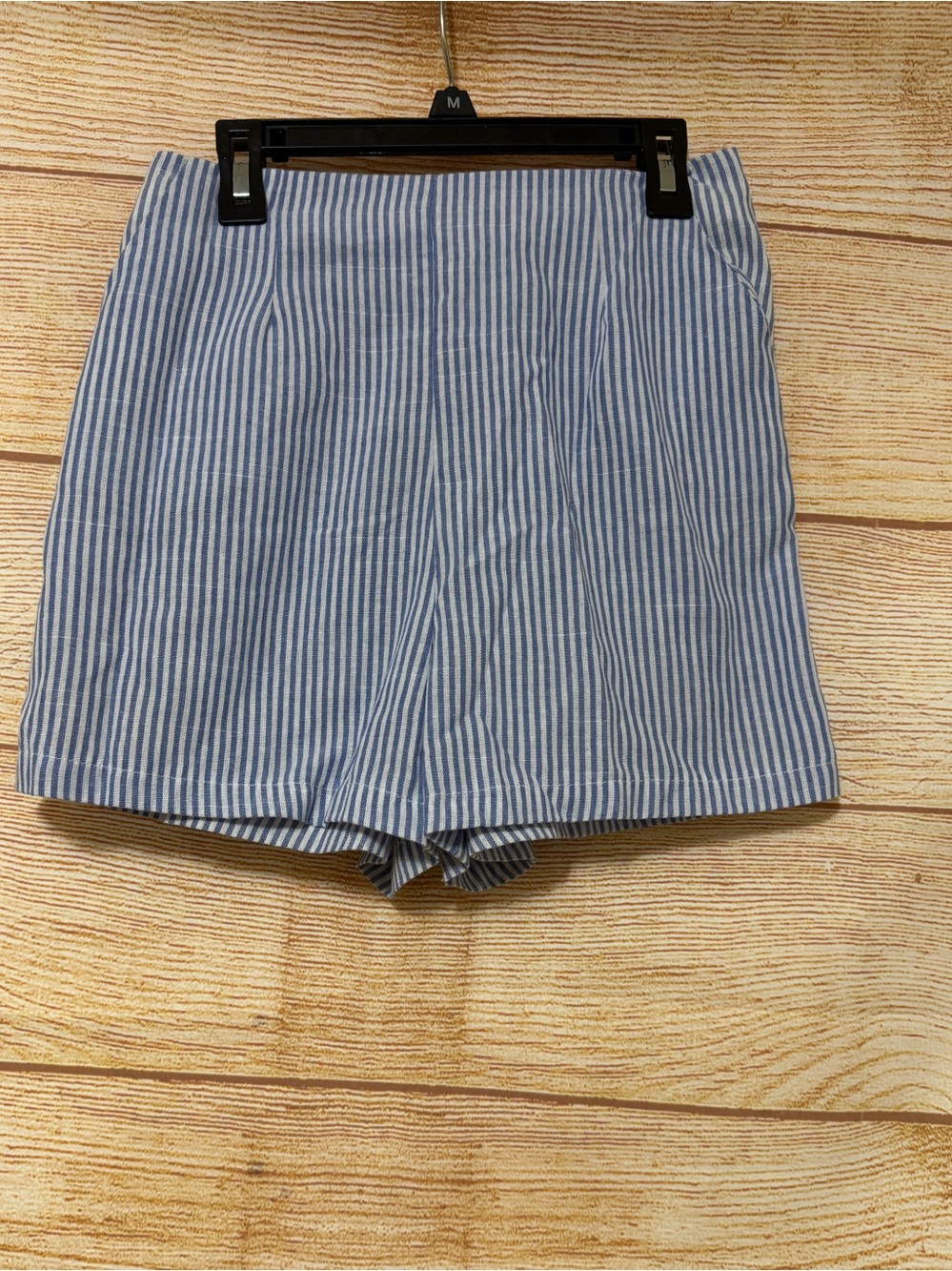 SHEIN Blue & White Pinstripe High-Waist Shorts